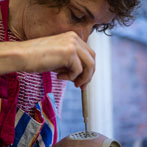 Julie Ayton working in her studio 2017